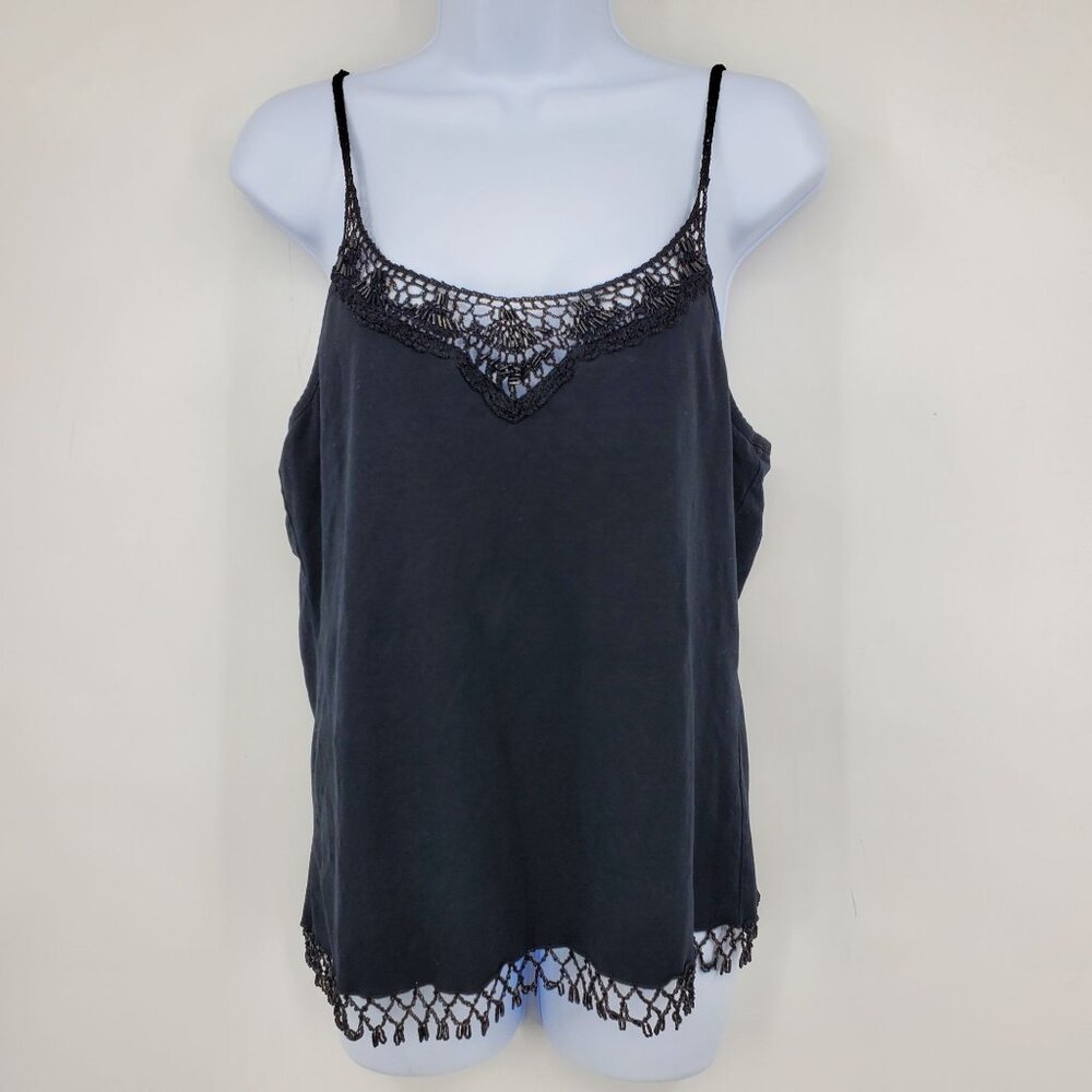 Sharon Young Black Crochet Women's Goth Vampire Dark Fairy Tank Top‎ Large